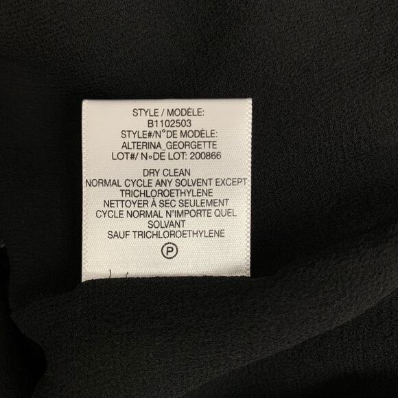 Theory Silk Blouse Black Bell 3/4 Sleeve Georgette Women's L - Picture 9 of 9